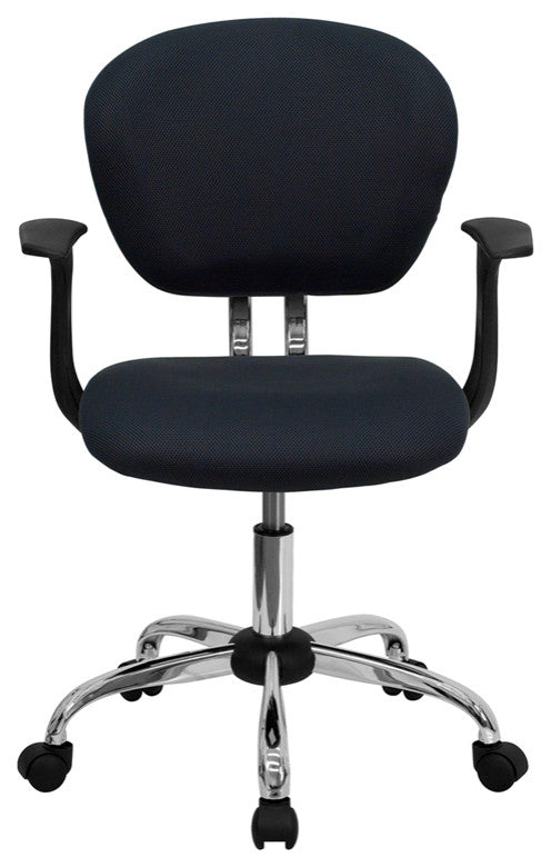 Mid-Back Mesh Swivel Task Chair with Chrome Base and Arms, Gray