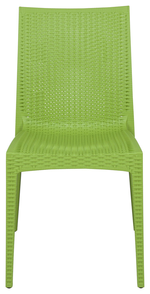 Leisuremod Weave Mace Indoor Outdoor Patio Chair, Set of 2, Green
