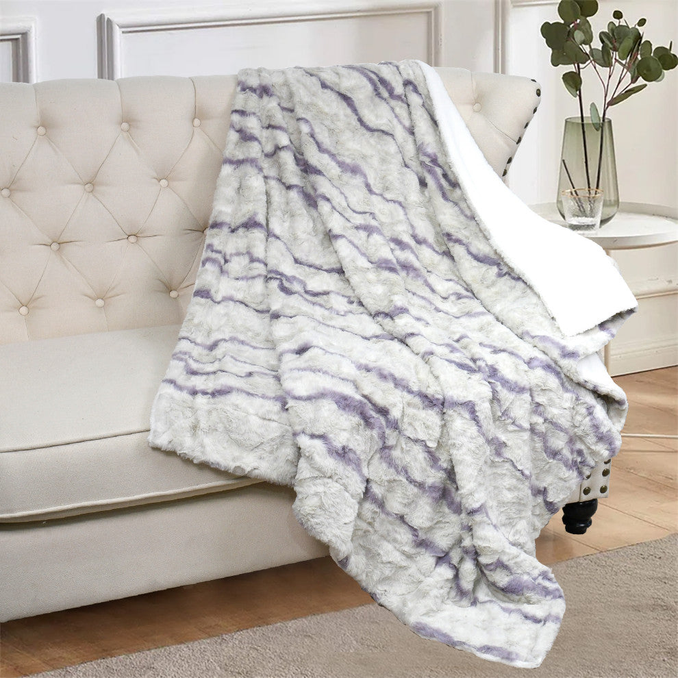 Elite Faux Fur Throw Blanket With Sherpa Backing, Calla, 50" X 60"