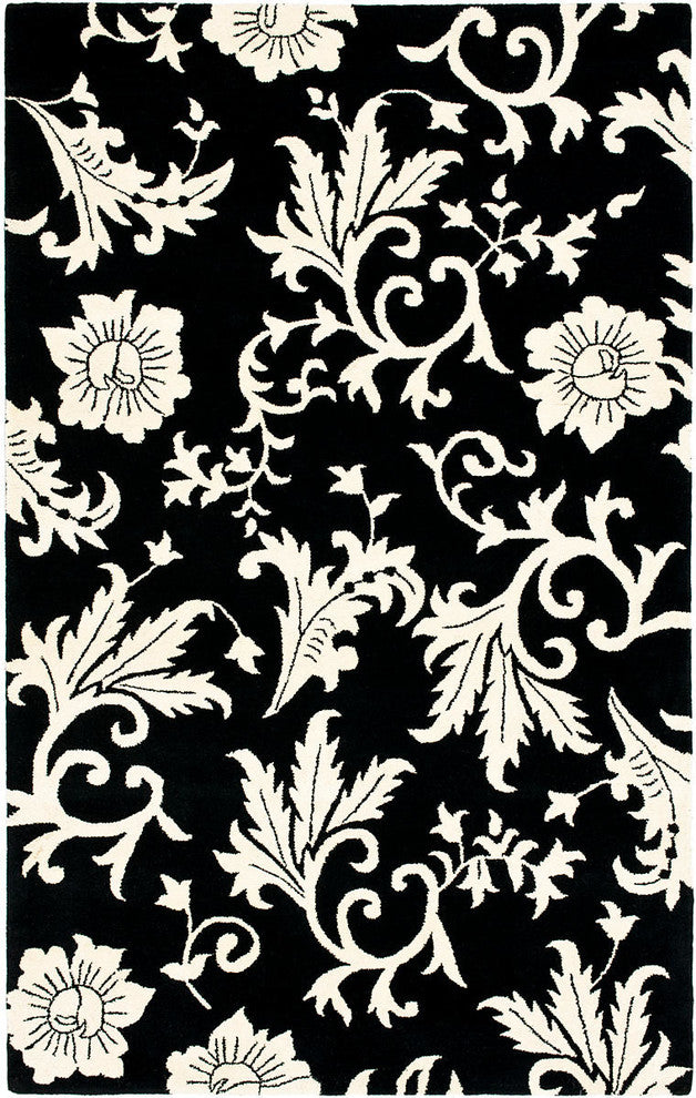 Safavieh Soho Soh212A Floral Rug, Black/Ivory, 3'6"x5'6"