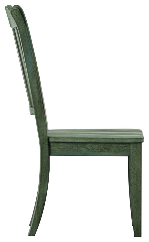 Arbor Hill Slat Back Wood Dining Chair, Set of 2, Antique Sage Green
