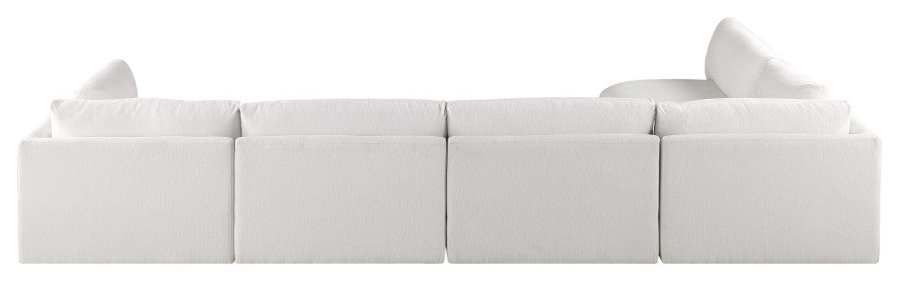 Ease Fabric Upholstered L-Shaped Modular Sectional, Cream, 5 Piece: 2 Corner, 3 Armless