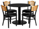 Dyersburg 5pcs Table Set Round 36" Black Laminate, Black Vinyl Slat Back Chair