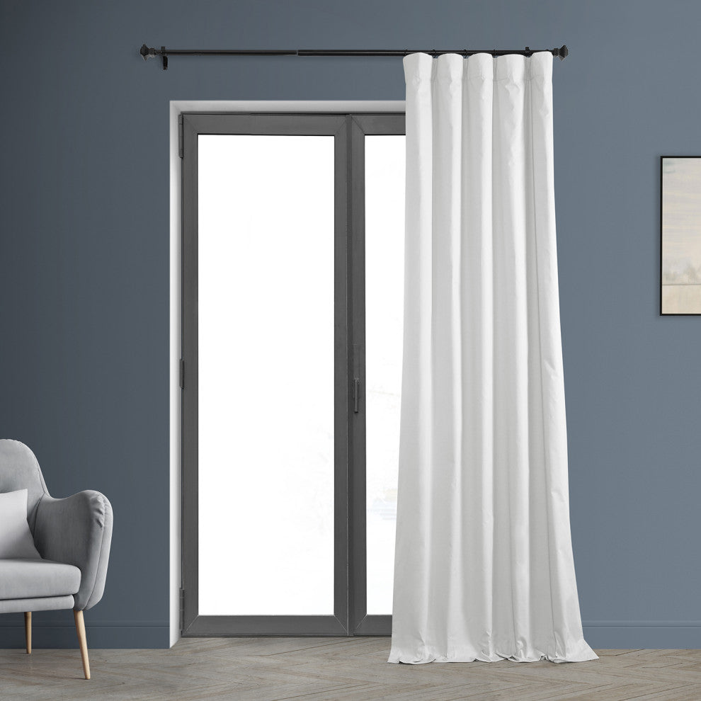 Solid Cotton Blackout Curtain Single Panel, White, 50"x96"
