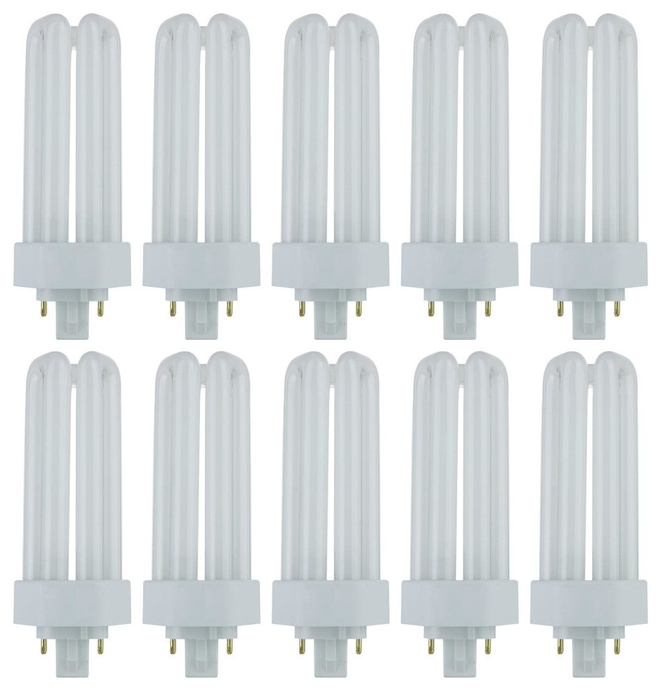 10 Pack Sunlite 26 Watt Plt 4 Pin Triple Tube, Gx24Q 3 Base, Warm White