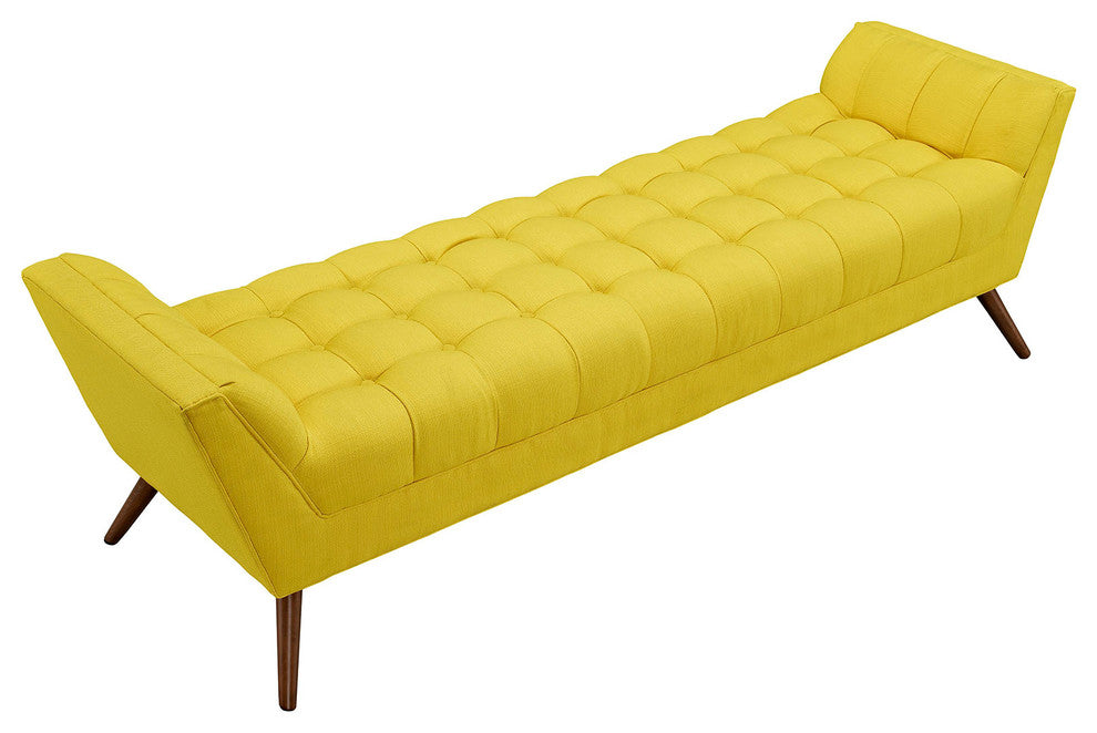 Modern Contemporary Fabric Bench , Yellow, Fabric