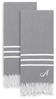 Alara  Turkish Pestemal Hand Towels, Set of 2, Gray, S