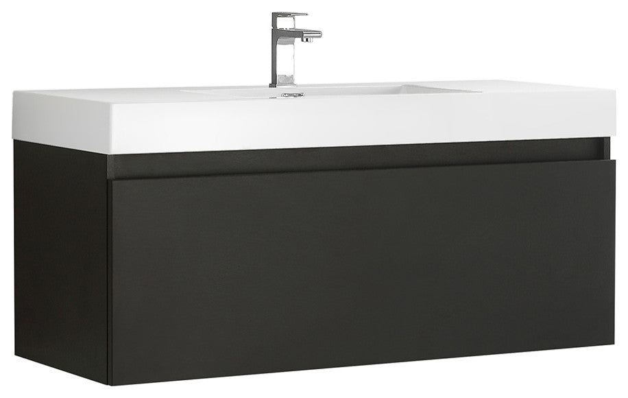 Fresca Mezzo 48" Black Wall Hung Cabinet With Integrated Sink