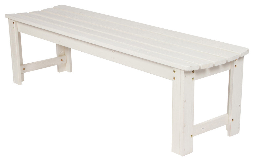 Shine Company 5' Backless Garden Bench With HYDRO-TEX, Eggshell White