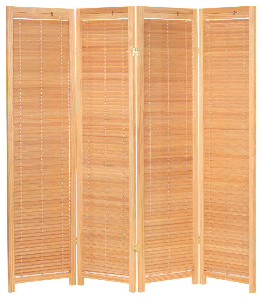 6' Tall Adjustable Shutter Room, Natural, 4 Panel