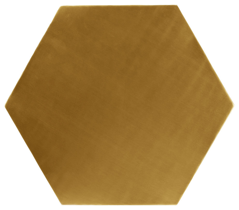 Hexagon Durable Iron End Table, Brushed Gold