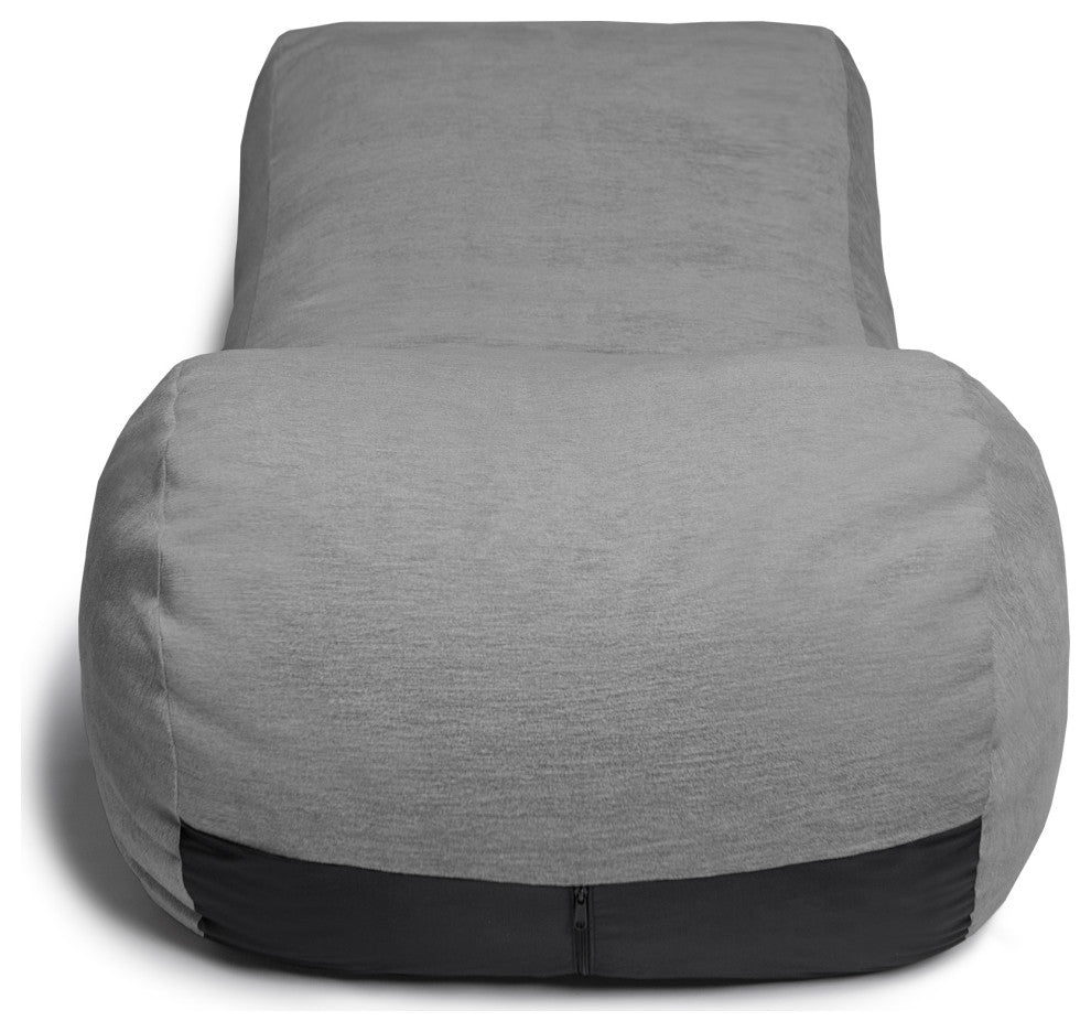 Arlo Chaise Lounge Bean Bag Chair, Premium Chenille, Gray