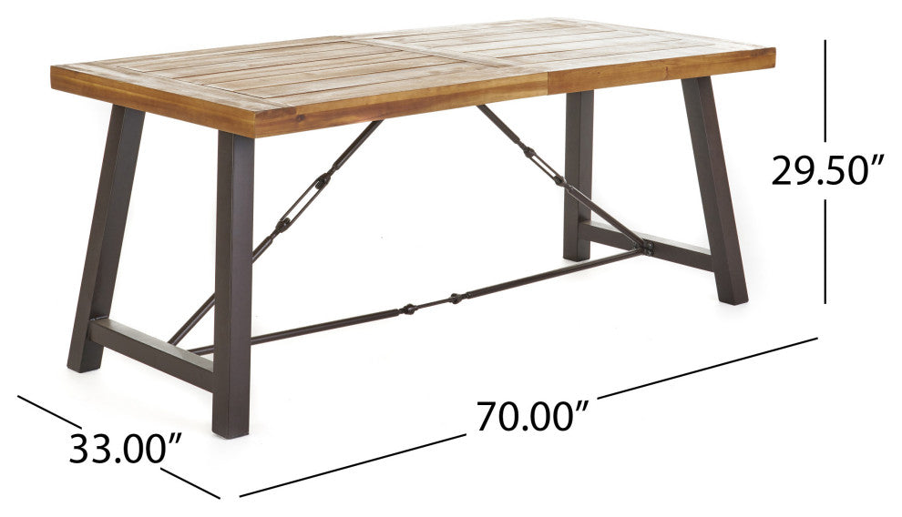 GDF Studio Austin Teak Finish Acacia Wood Dining Set