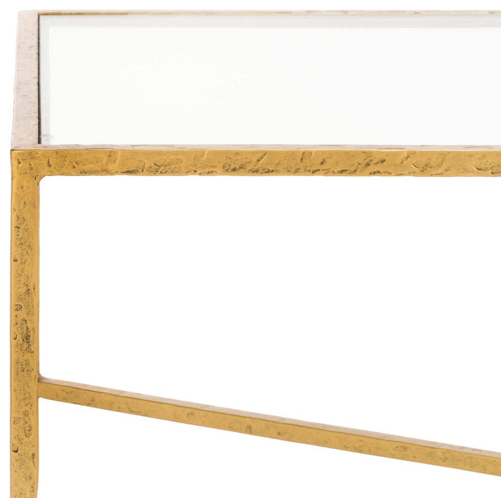 Safavieh Couture Tauri Metal Coffee Table, Brass/Clear
