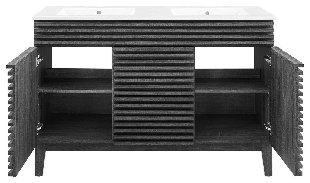 Render 48" Double Sink Bathroom Vanity, Charcoal White
