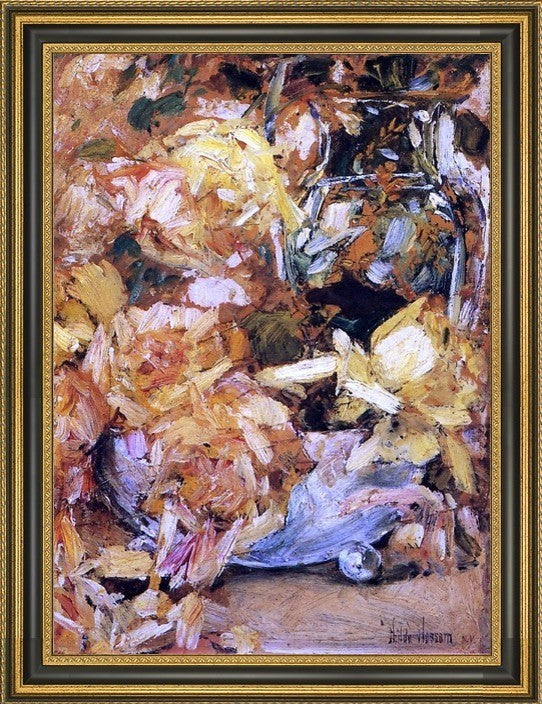 Frederick Childe Hassam Roses Framed Premium Canvas Print, 16"x24"