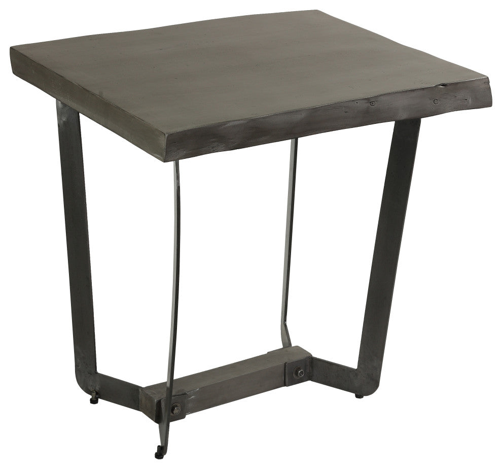 Bare Decor Ontario Live Edge End Table, Solid Acacia Wood, Gray Stain