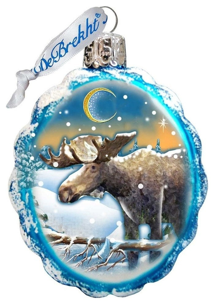 Keepsake Moose Scenic Glass Ornament