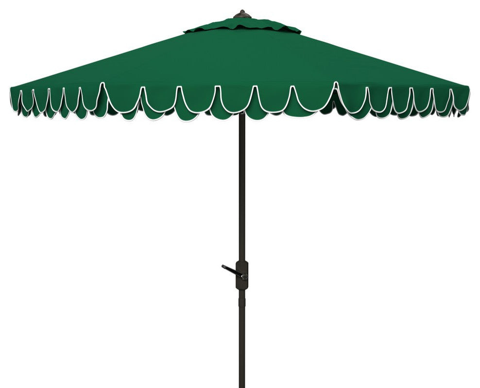 Safavieh Outdoor Elegant Valance 9ft Auto Tilt Umbrella Hunter Green