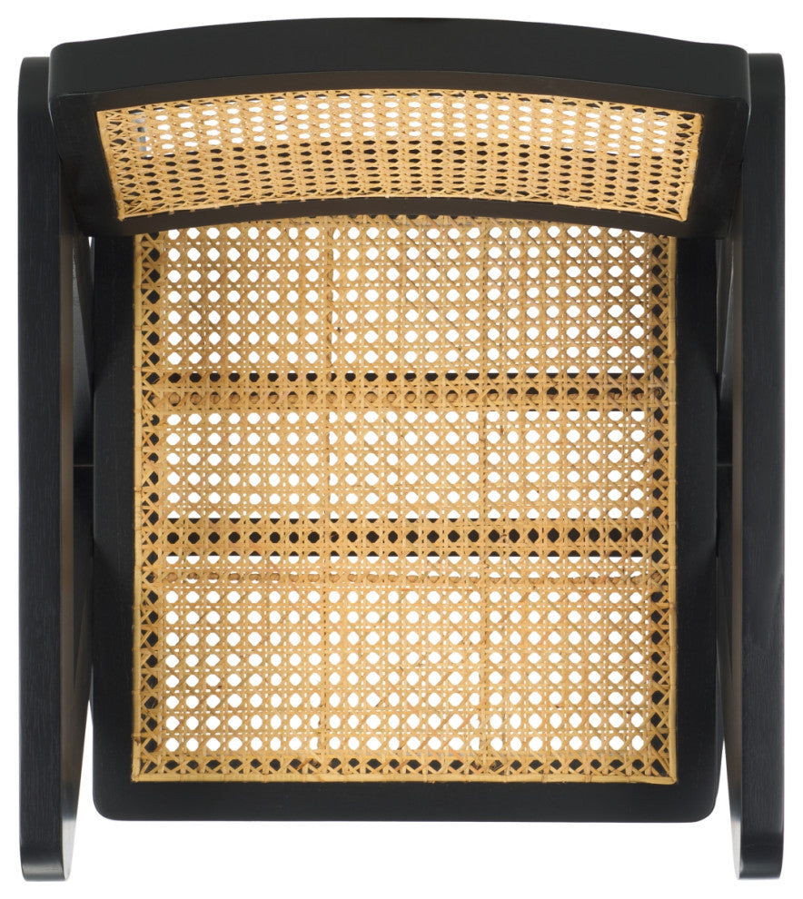 Safavieh Couture Tyrrell Rattan Dining Chair, Black/Natural