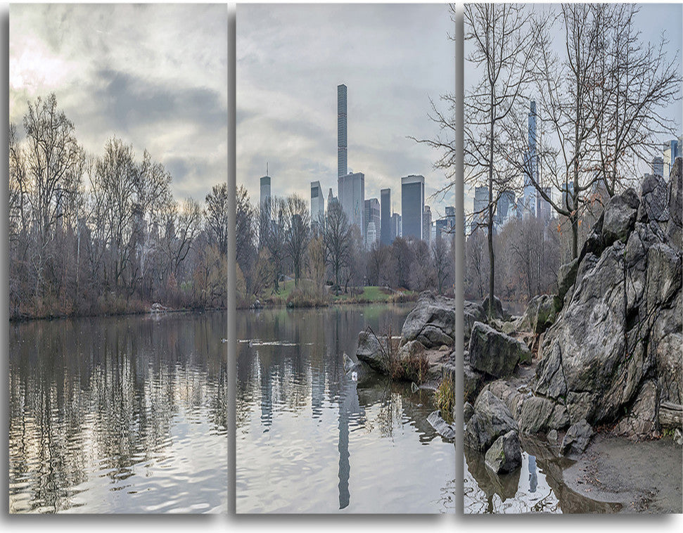 "Black and White Central Park NYC" Metal Wall Art, 3 Panels, 36"x28"