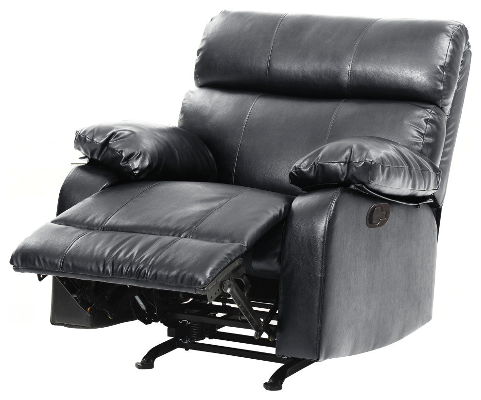 Clarke Rocker Recliner, Black/Faux Leather