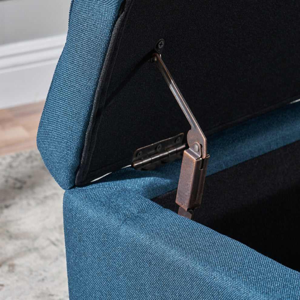 GDF Studio Sterling Fabric Tufted Storage Ottoman, Dark Blue