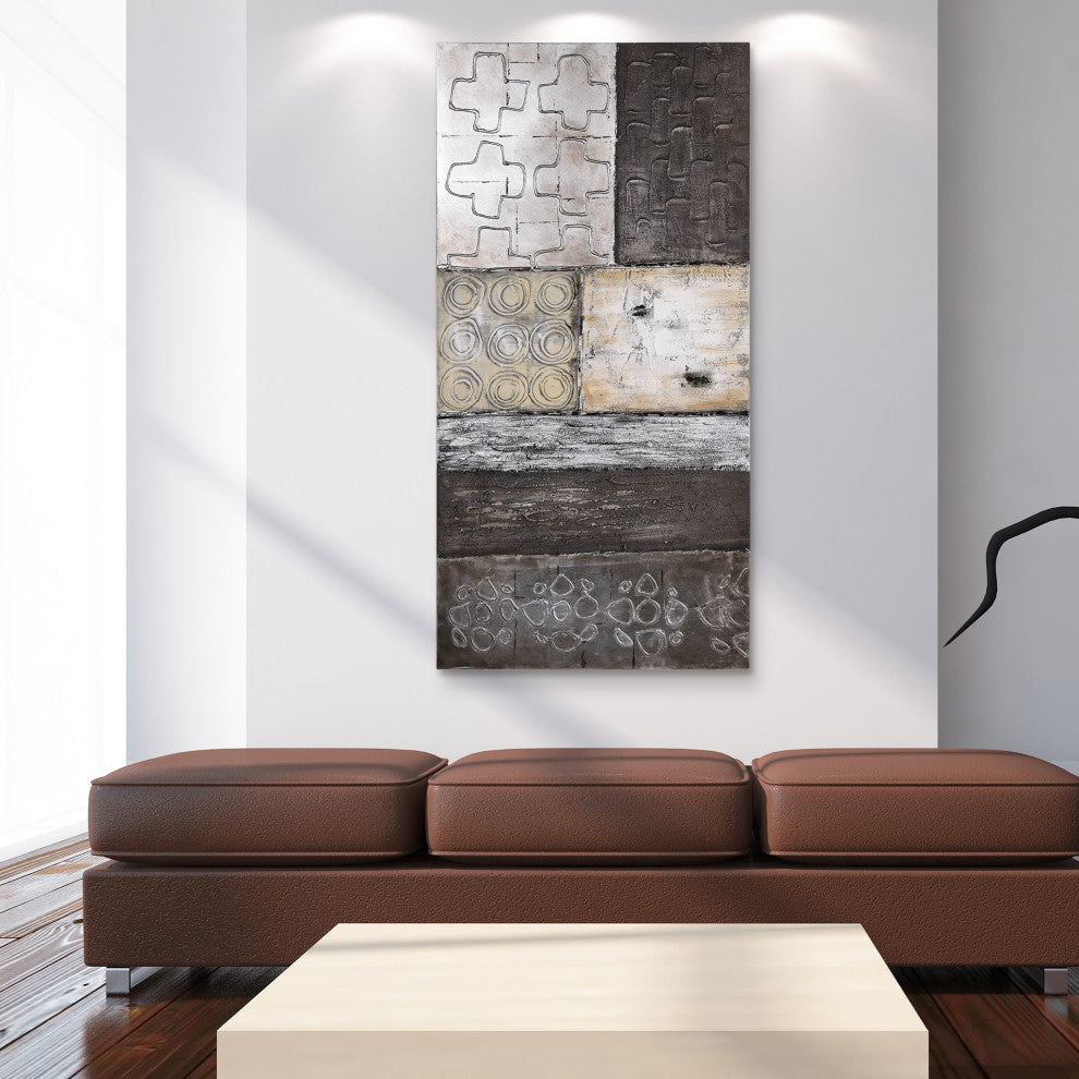 Stacked Abstract Wall Art Textured Metallic Hand Painted by Martin Edwards, Stacked 2