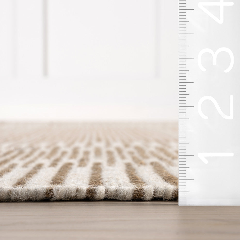 Virgo Striped Reversible Wool Area Rug, Natural 3' x 5'