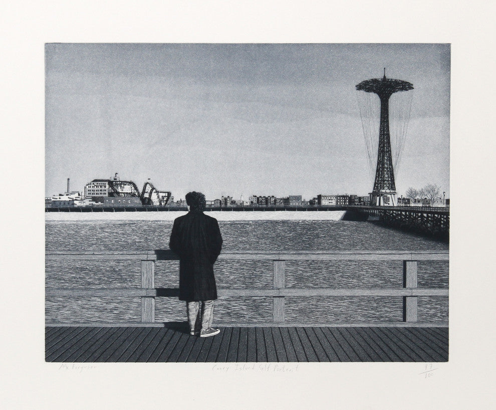 Max Ferguson "Coney Island, Self-Portrait" Etching