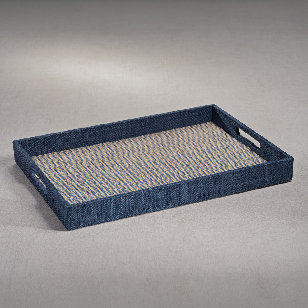 Trani Houndstooth Raffia Tray