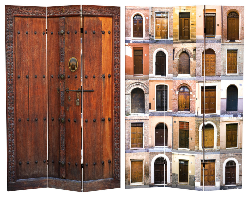 6' Tall Double Sided Doors Canvas Room Divider