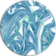 Unique Blue Fractal Design Pattern, Abstract Round Wall Art, 36"