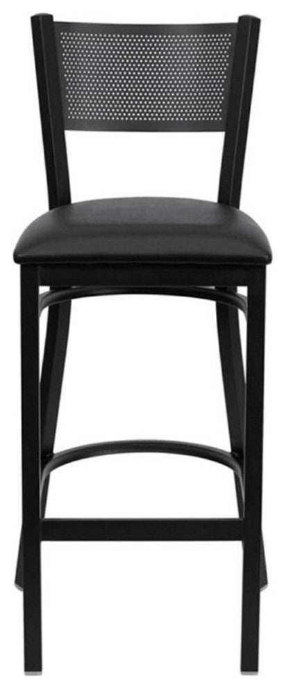 Flash Furniture Hercules Series 30" Grid Back Metal Bar in Black