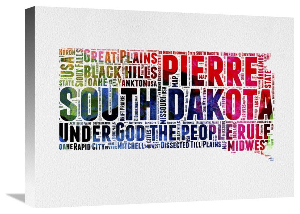 "South Dakota Watercolor Word Cloud" Fine Art Print