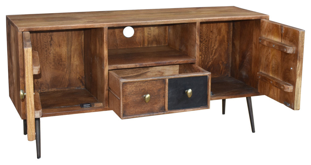 Inca Mango Wood Media Center With 2 Doors and 1 Drawer