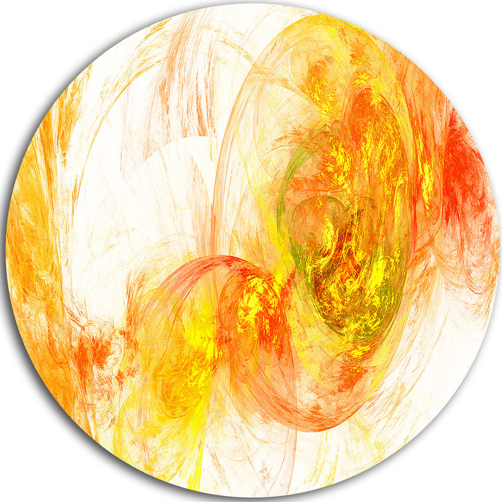 Colored Smoke Yellow, Abstract Digital Art Round Wall Art, 11"