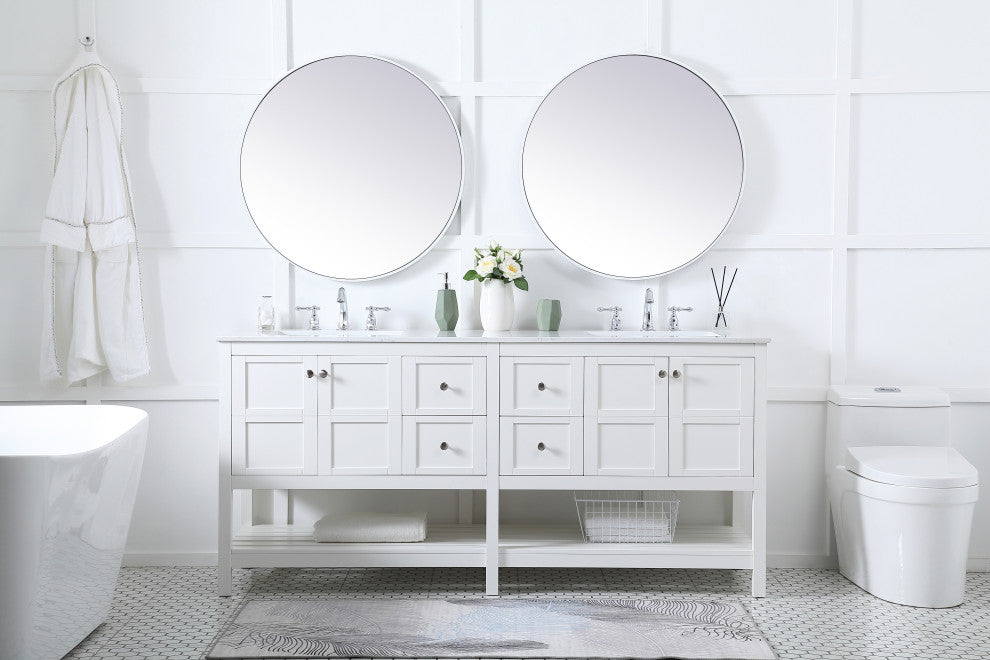 White 72" Double Sink Bathroom Vanity