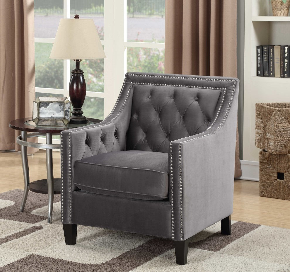 Teagan Accent Chair, Gun Metal