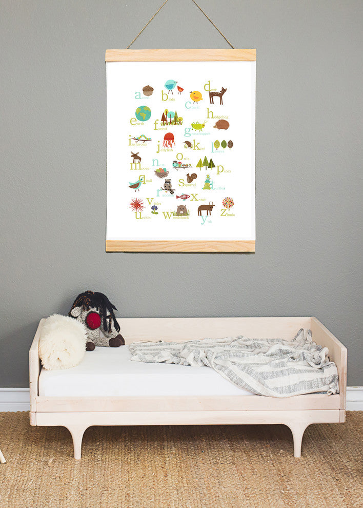 Nature Themed English Alphabet 18x24 Wall Art Poster