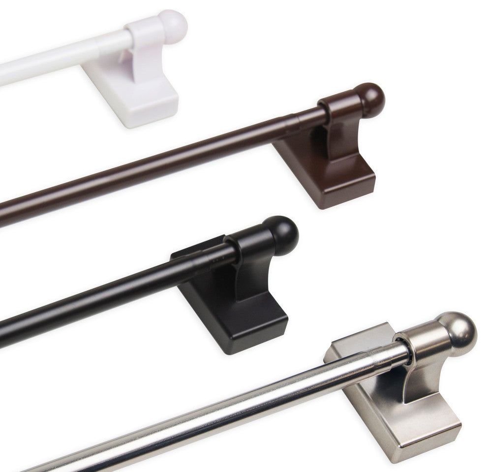 Self-Adhesive Wall Mount Rod 9"-16", Set of 2, White