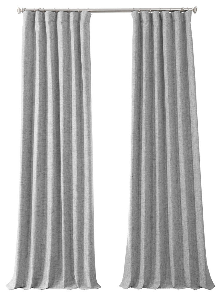 Vintage Thermal Cross Linen Weave Blackout Curtain Single Panel, Millennial Gray, 50"x120"