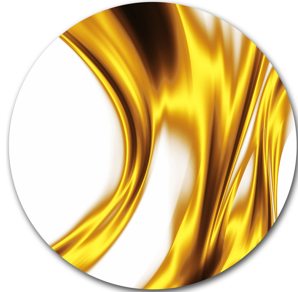 Bright Gold Texture Pattern, Abstract Digital Round Metal Wall Art, 36"