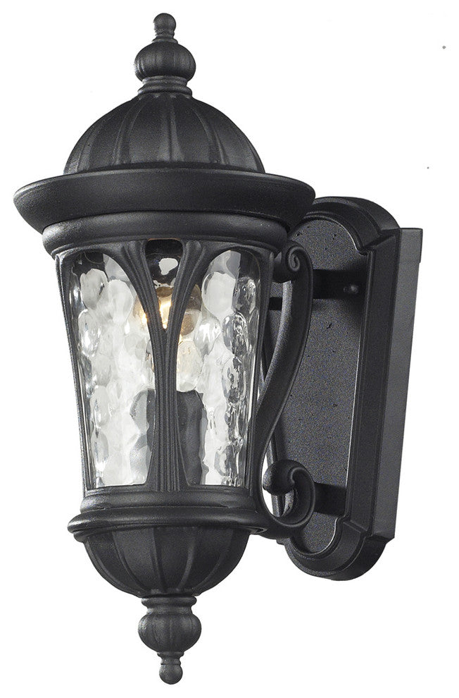 Doma 1 Light Outdoor Light, Black With Water Glass Glass