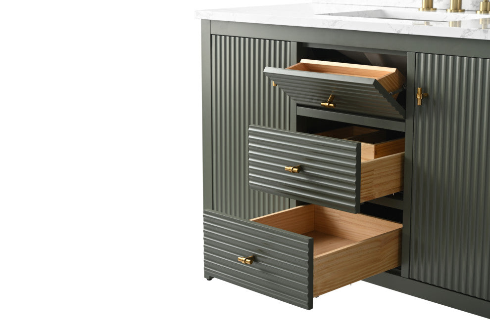 Vanity Art Freestanding Vanity, Vintage Green, 48", Single Sink, Golden Brushed