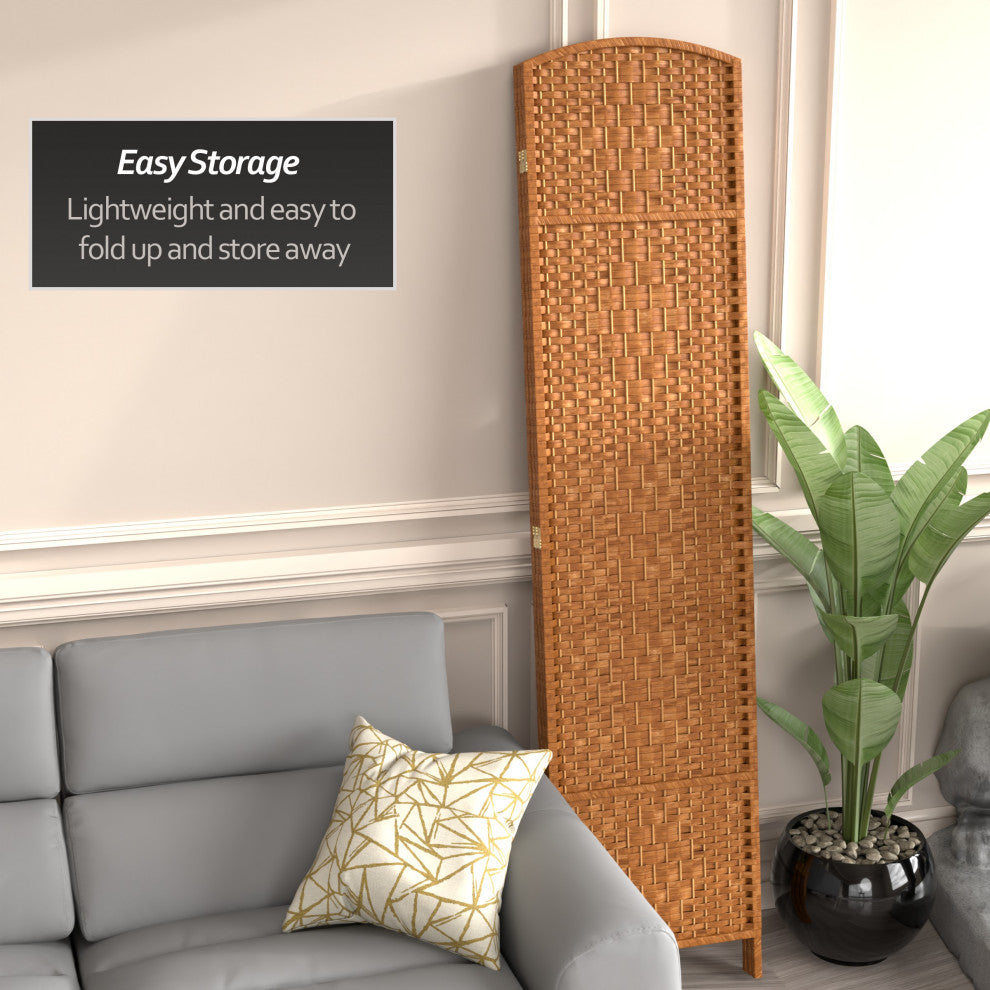7' Tall Diamond Weave Room Divider, Dark Beige, 3 Panels