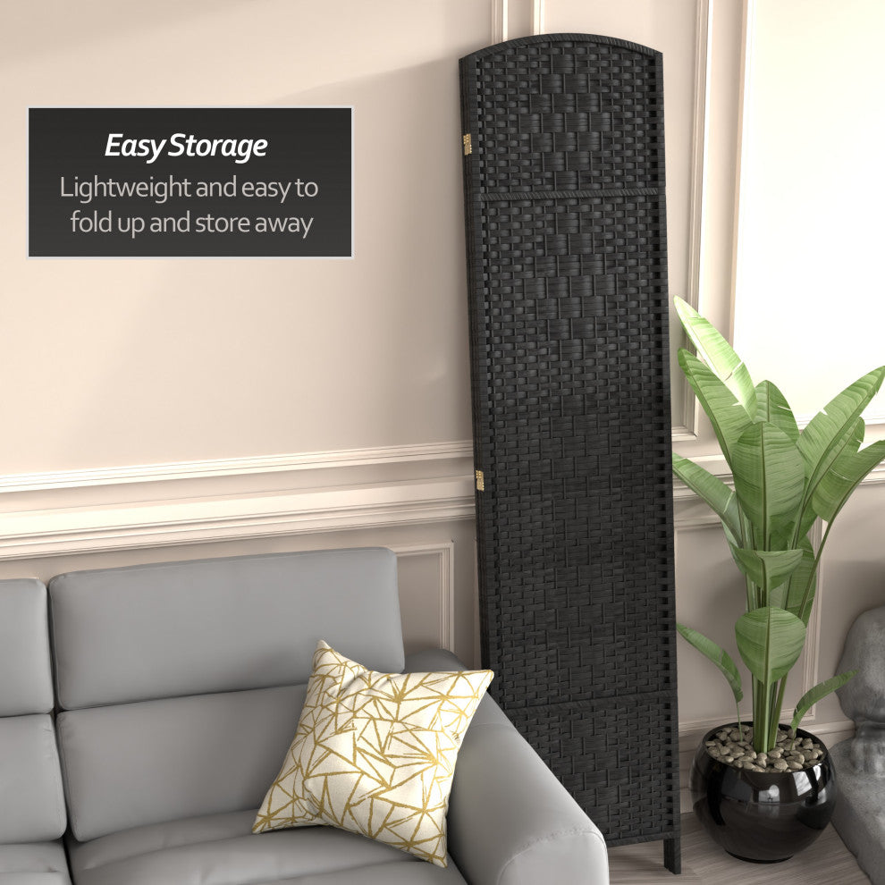 7' Tall Diamond Weave Room Divider, Black, 3 Panels