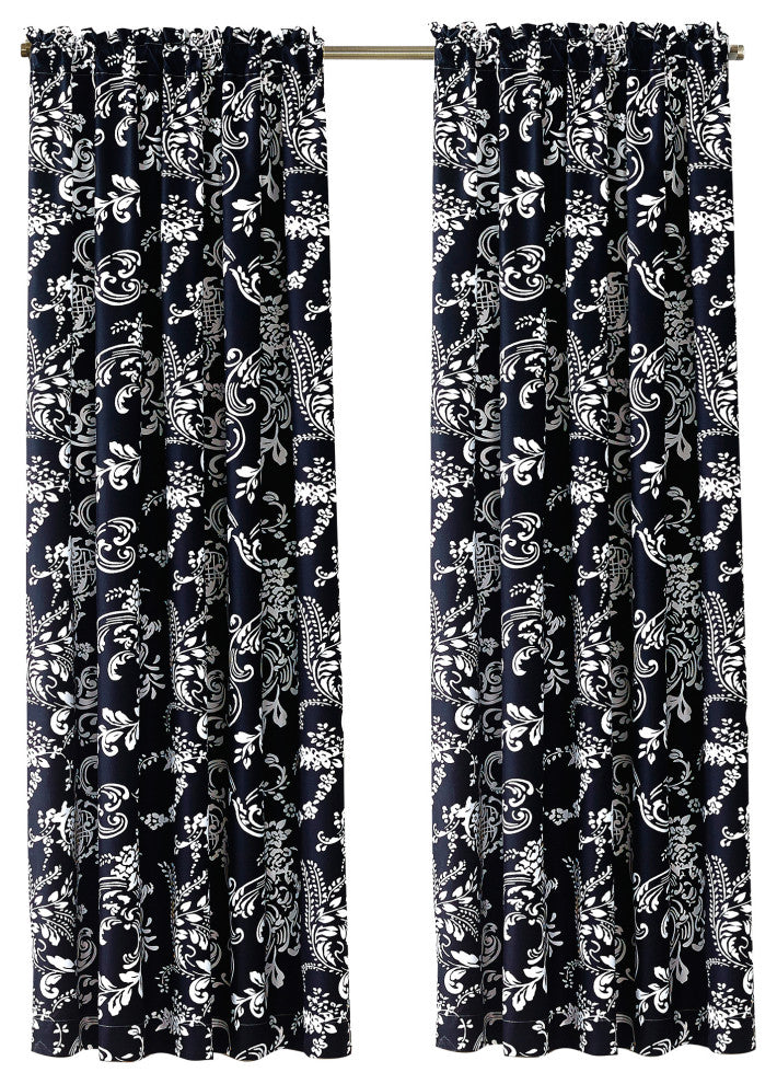 LA Boheme 2 Piece Curtain Set, Black, 60" X 84"