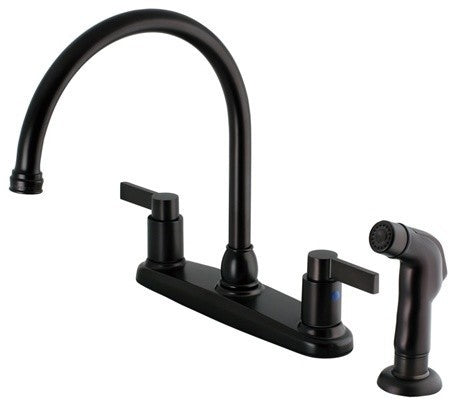 Kingston Brass 8" Centerset Kitchen Faucet With Sprayer, Oil Rubbed Bronze