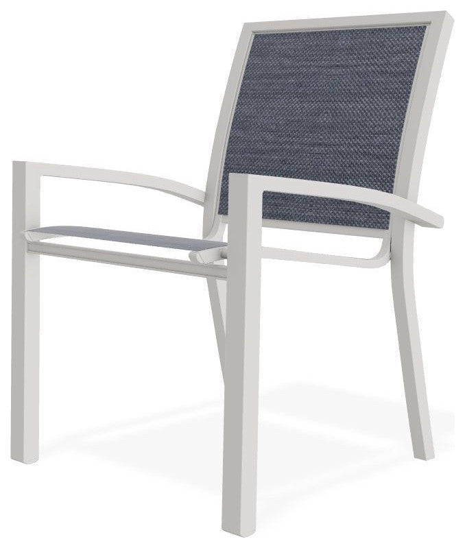 Kendall Sling Stackable Outdoor Dining Chair, Augustine Denim/Snow